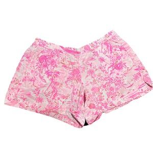 Lilly Pulitzer LARGE Peony Pink SEASIDE SCENE OCEAN VIEW SHORTS Pull-On 5"